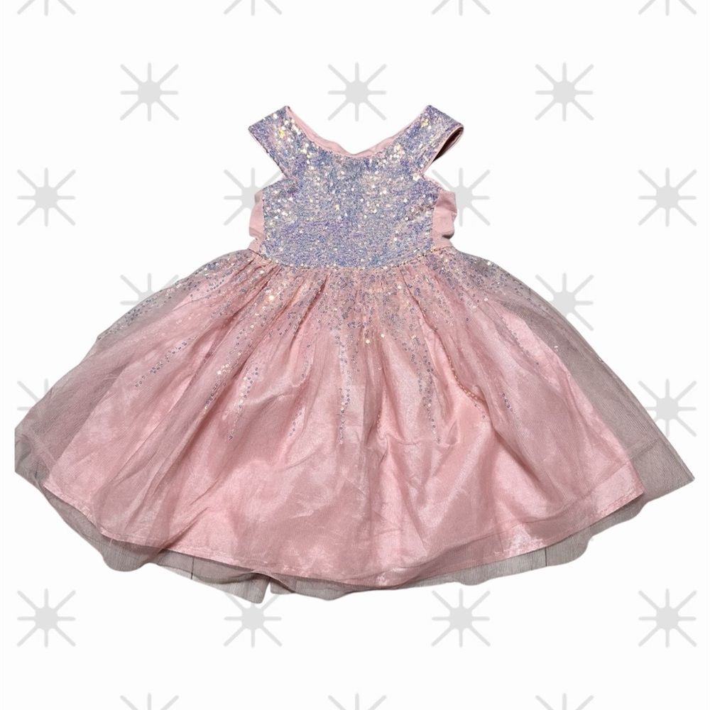 XS Sparkly Pink Princess Birthday Party Glitter Fairytale Dress Size 4/5